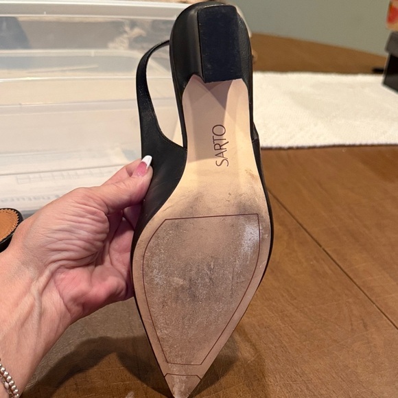 EUC Franco Sarto Sophie Black Slingbacks SZ 9 100% Leather - Picture 7 of 16